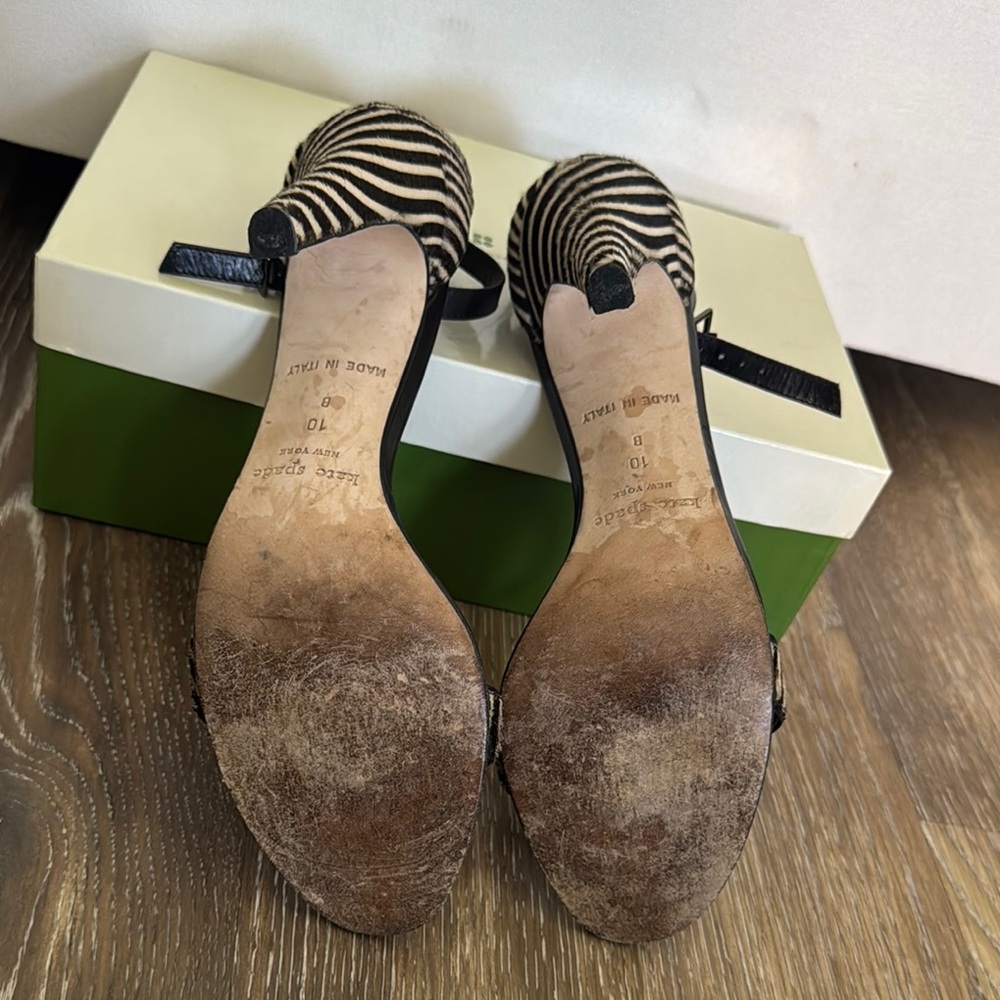 Kate Spade Black Zebra-Striped Heels - Picture 5 of 6